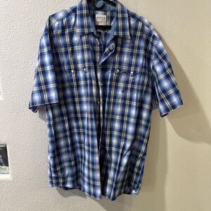 Roper Blue and Yellow Casual Button Down Shirt